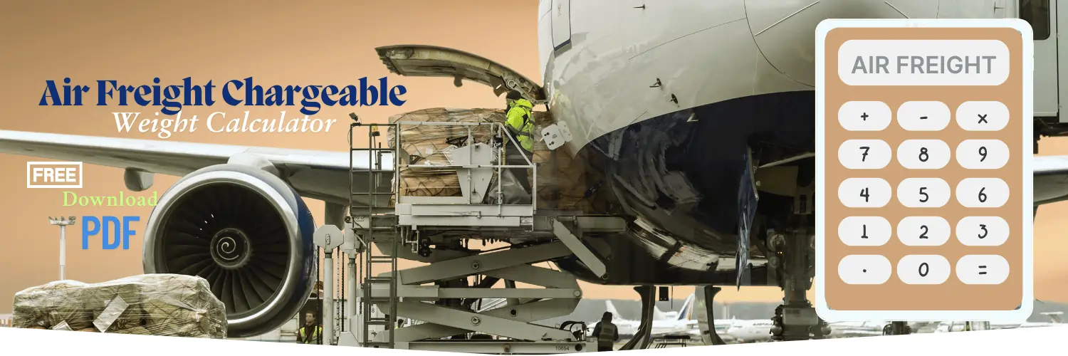 The image shows as how the Air Freight chargeable weight calculator works and useful. 