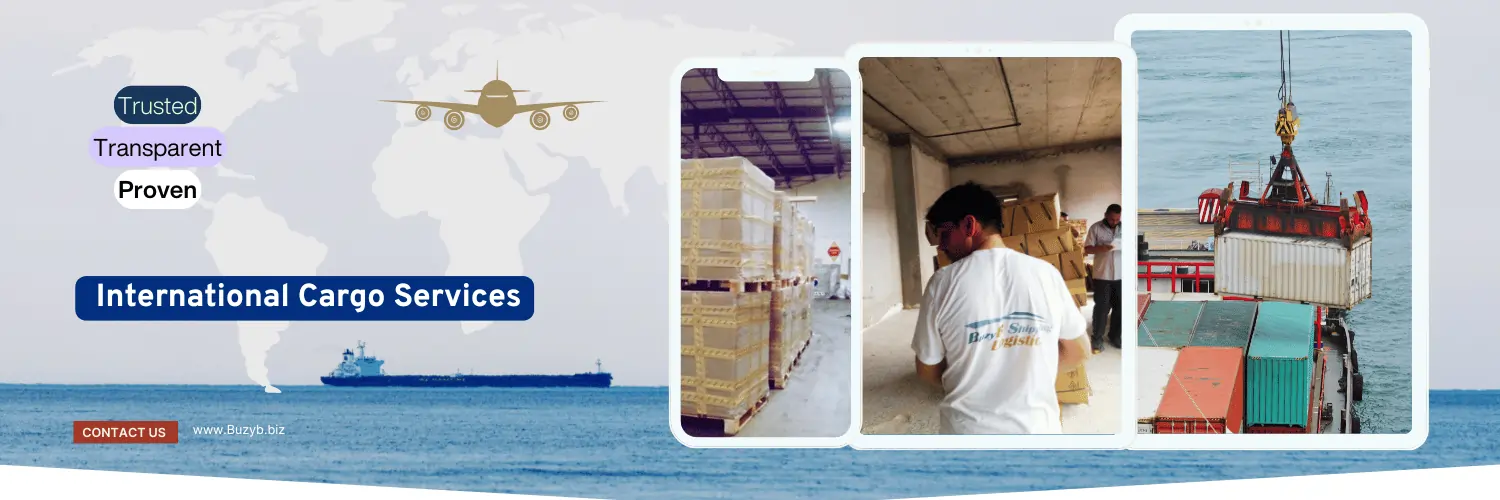 Buzyb Shipping -international cargo services near me, specially from Riyadh to you as the image described specially for the expat who are returning to their home countries.