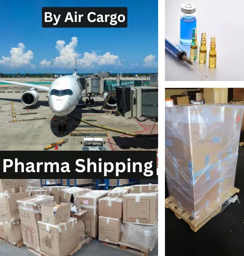 image shows buzyb shipping which is one of the trusted pharmaceutical shipping companies in saudi arabia, the different scenes of pharma product being handle as air cargo